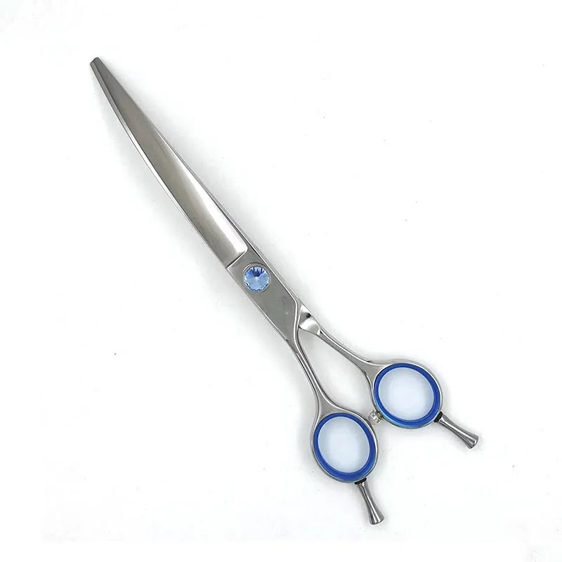 7 inch professional dog grooming scissor left hand curved blade pet hair grooming shears