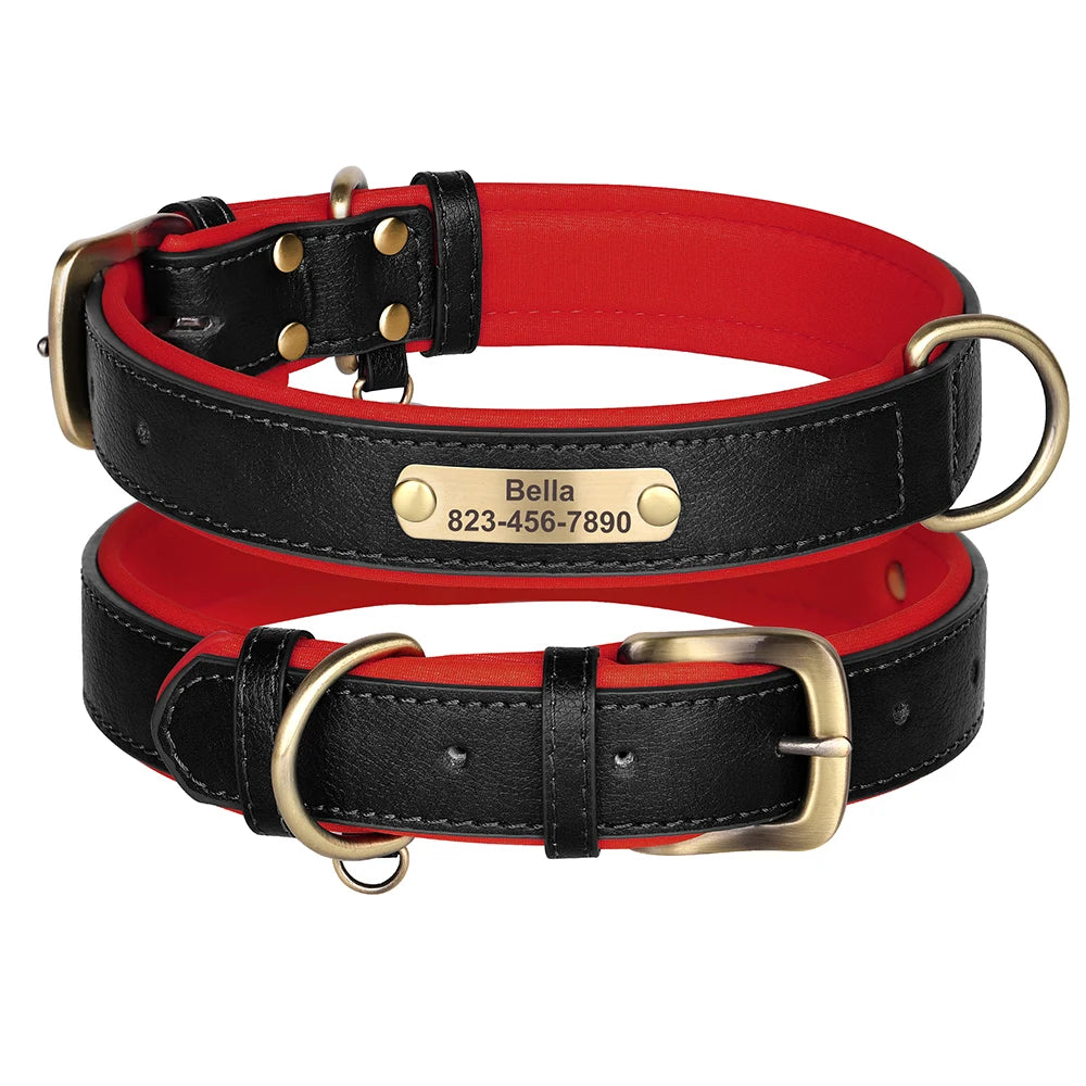 Personalized Dog Collar Custom PU Leather Dog Collars Free Engraved Nameplate Tags For Small Medium Large Dogs Pitbull Labrador