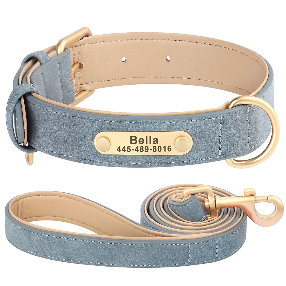 Personalized Dog Collar Custom PU Leather Dog Collars Free Engraved Nameplate Tags For Small Medium Large Dogs Pitbull Labrador