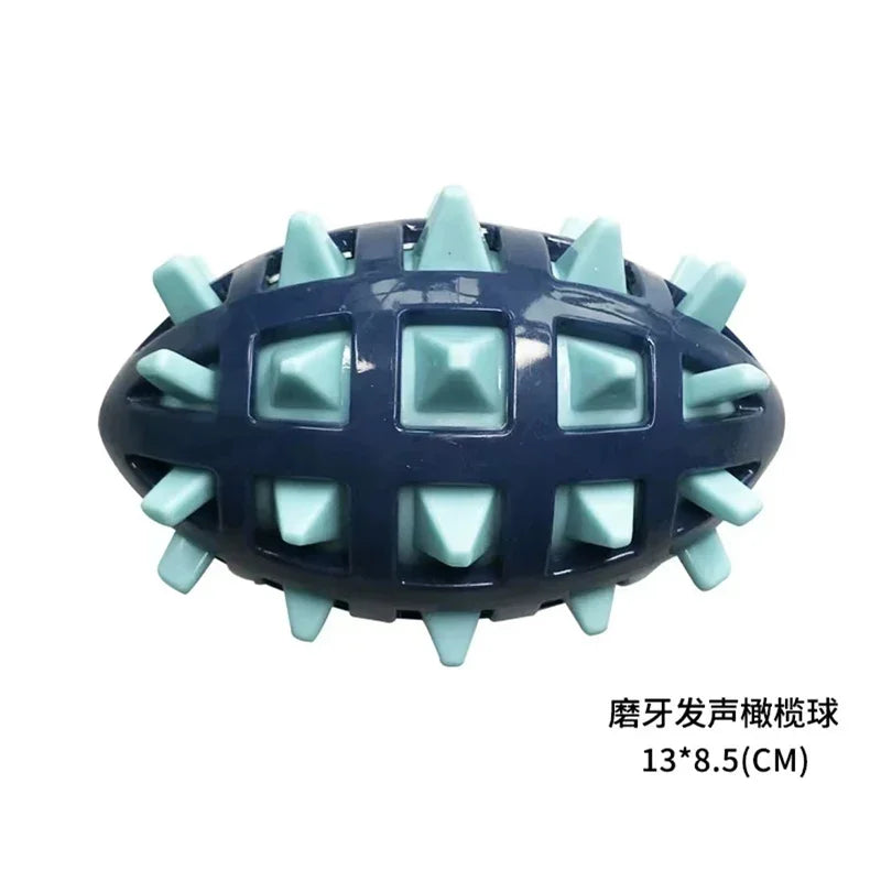 Dog rubber rugby, soft spines, teeth grinding, bite resistance, squeezing, vocalization accompanying large and medium-sized dogs