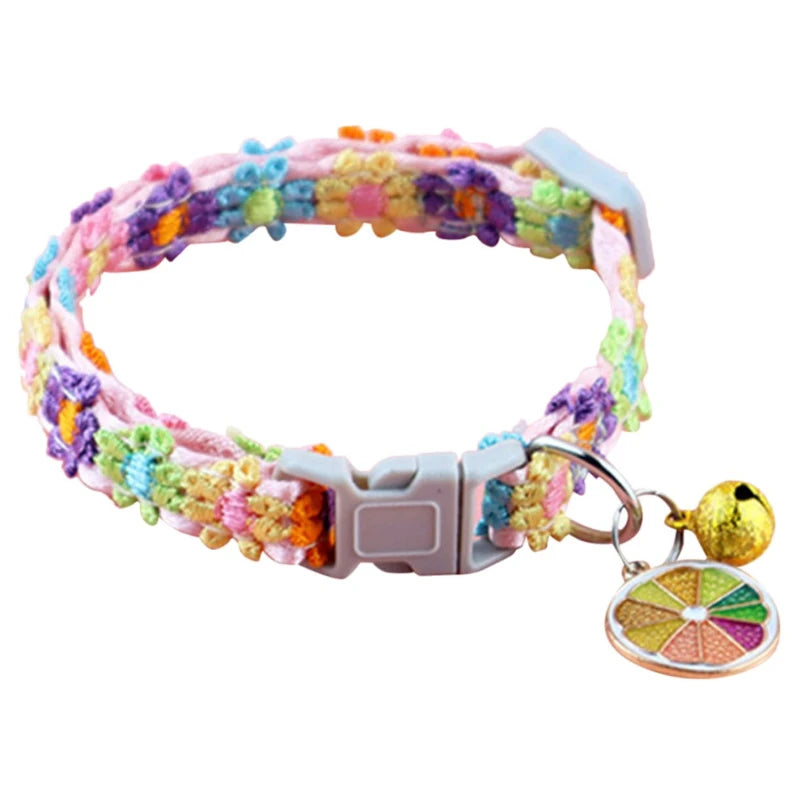 Pet Collar With Bell Cartoon Footprint Colorful Dog Puppy Kitten Collar Adjustable Safety Bell Ring Necklace   NONE Bells lolita