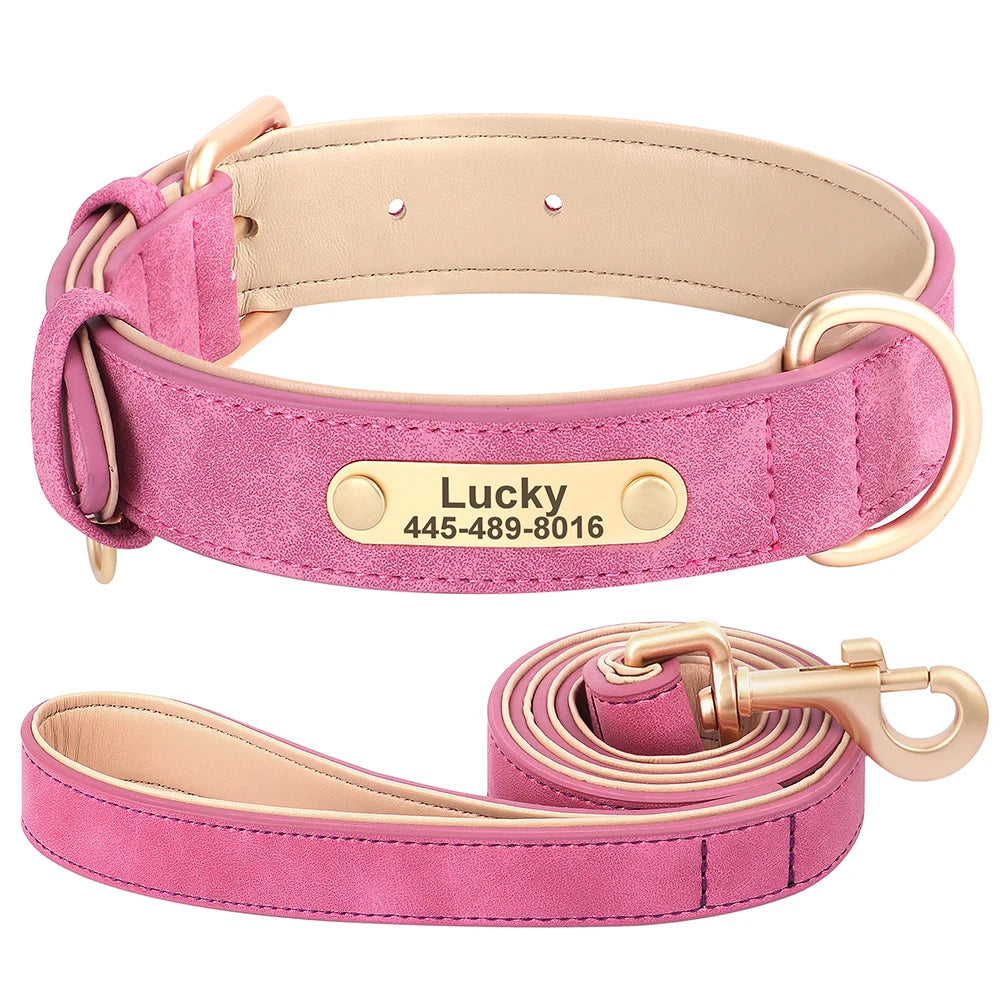 Personalized Dog Collar Custom PU Leather Dog Collars Free Engraved Nameplate Tags For Small Medium Large Dogs Pitbull Labrador