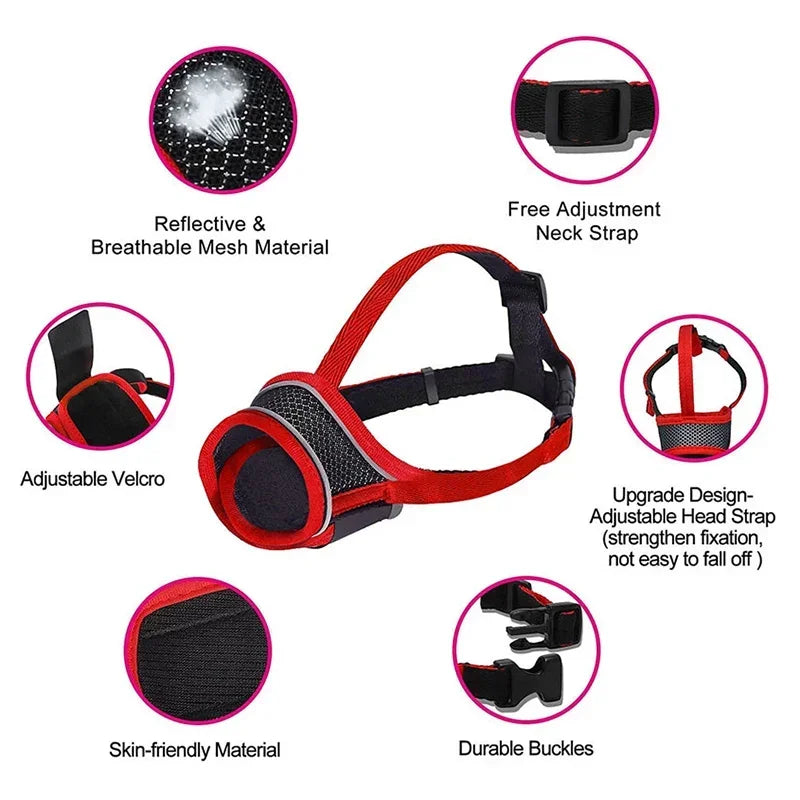 Soft Dog Muzzle for Small Medium Dogs Dachshund Corgi Poodle Adjustable Reflective Muzzles for Biting Chewing Breathable Mesh