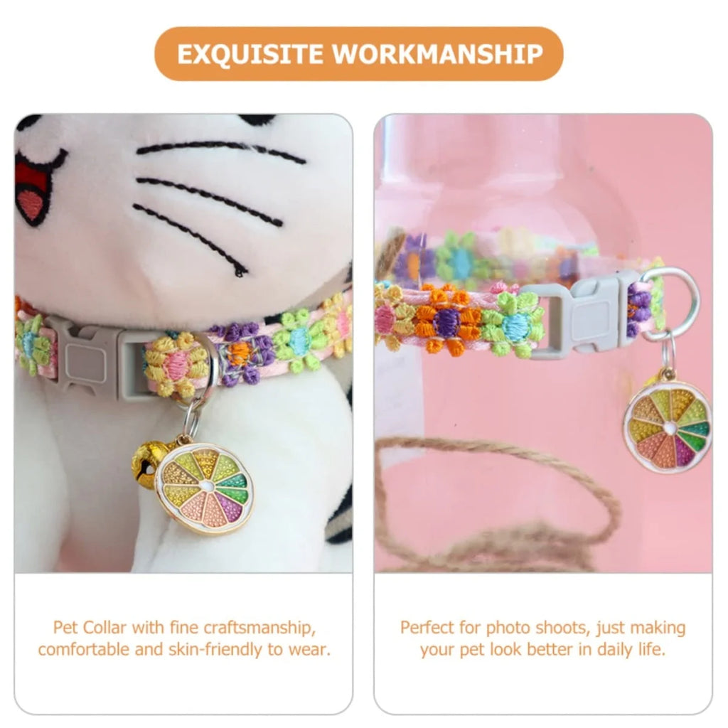 Pet Collar With Bell Cartoon Footprint Colorful Dog Puppy Kitten Collar Adjustable Safety Bell Ring Necklace   NONE Bells lolita