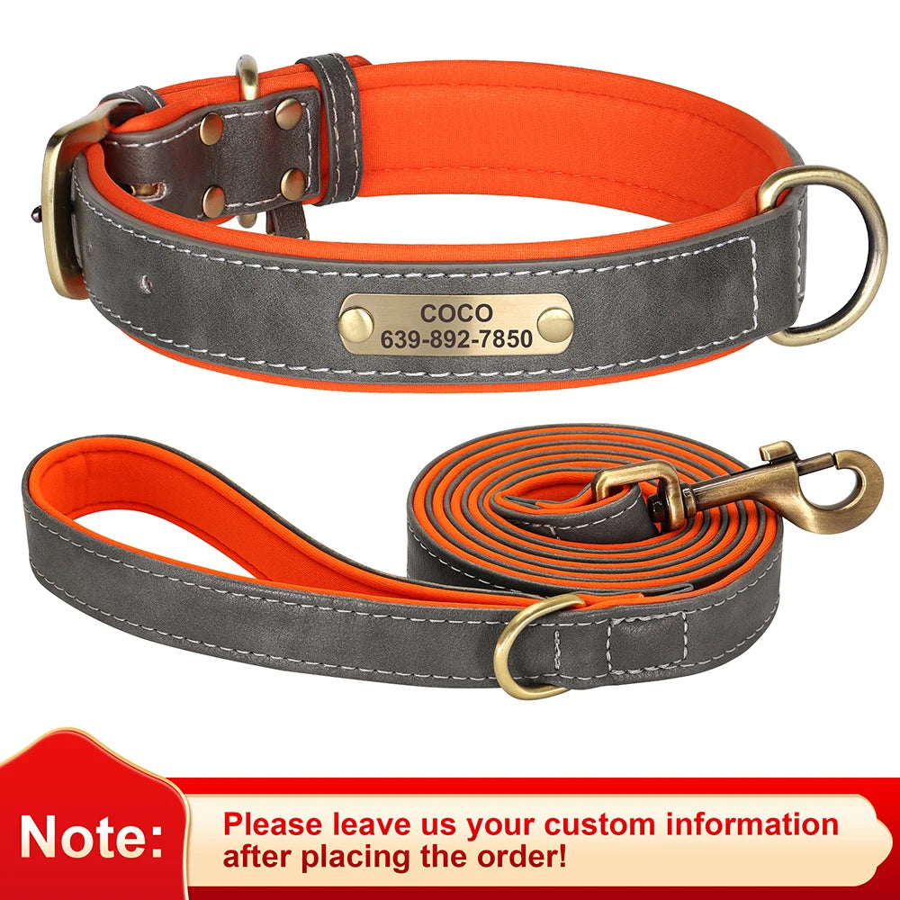 Personalized Dog Collar Custom PU Leather Dog Collars Free Engraved Nameplate Tags For Small Medium Large Dogs Pitbull Labrador