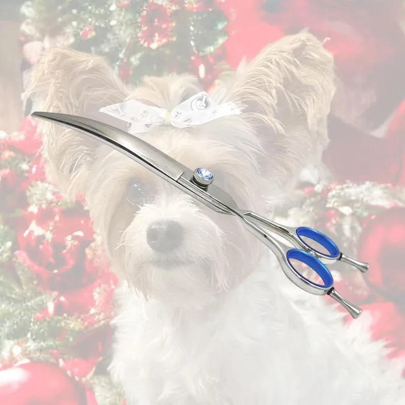 7 inch professional dog grooming scissor left hand curved blade pet hair grooming shears