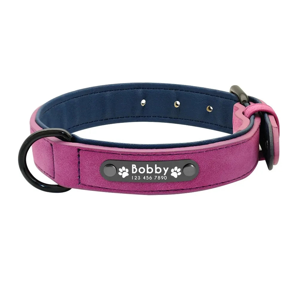 Personalized Custom Leather Dog Collar Name ID Tags for Small/Medium/Large Dogs: Pitbull, Bulldog, Beagle Unique Pet Accessories