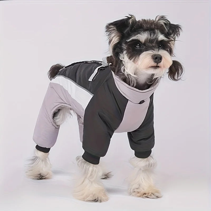 Autumn and winter new dog clothes, four-legged cotton jacket, outdoor reflective leash, thick coat for keeping dogs warm