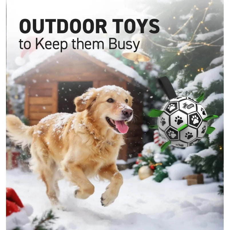 Dog Toys Balls, Dog Soccer Ball with Straps, Dog Birthday Gifts, Herding Ball, Durable Balls for Small Medium Pet, Puppy Outdoor