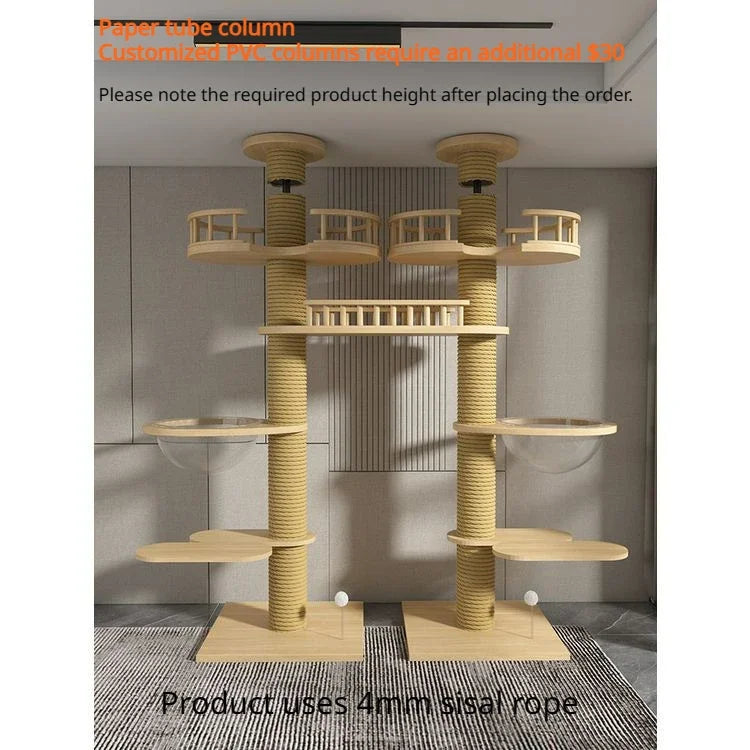 Double Pillar Cat Climbing Pillar Solid Wood Cat Cage Multifunctional Cat Stand Multi-layer Jumping Platform pet supplies