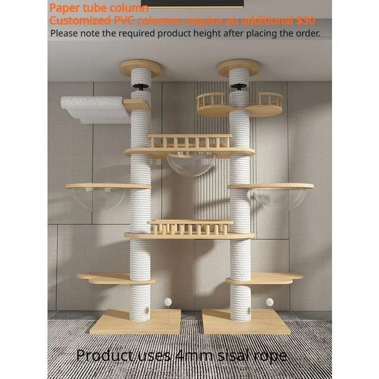 Double Pillar Cat Climbing Pillar Solid Wood Cat Cage Multifunctional Cat Stand Multi-layer Jumping Platform pet supplies