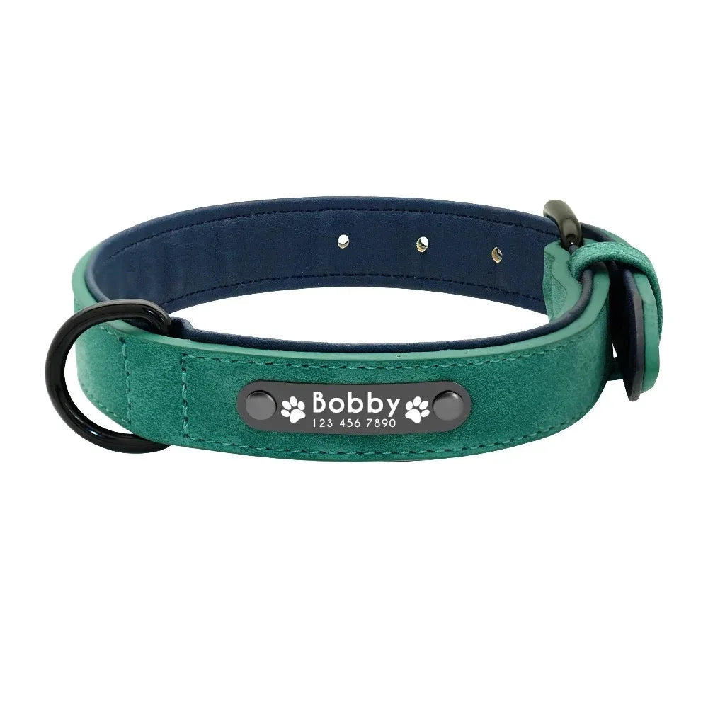 Personalized Custom Leather Dog Collar Name ID Tags for Small/Medium/Large Dogs: Pitbull, Bulldog, Beagle Unique Pet Accessories