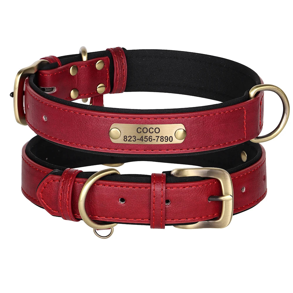Personalized Dog Collar Custom PU Leather Dog Collars Free Engraved Nameplate Tags For Small Medium Large Dogs Pitbull Labrador