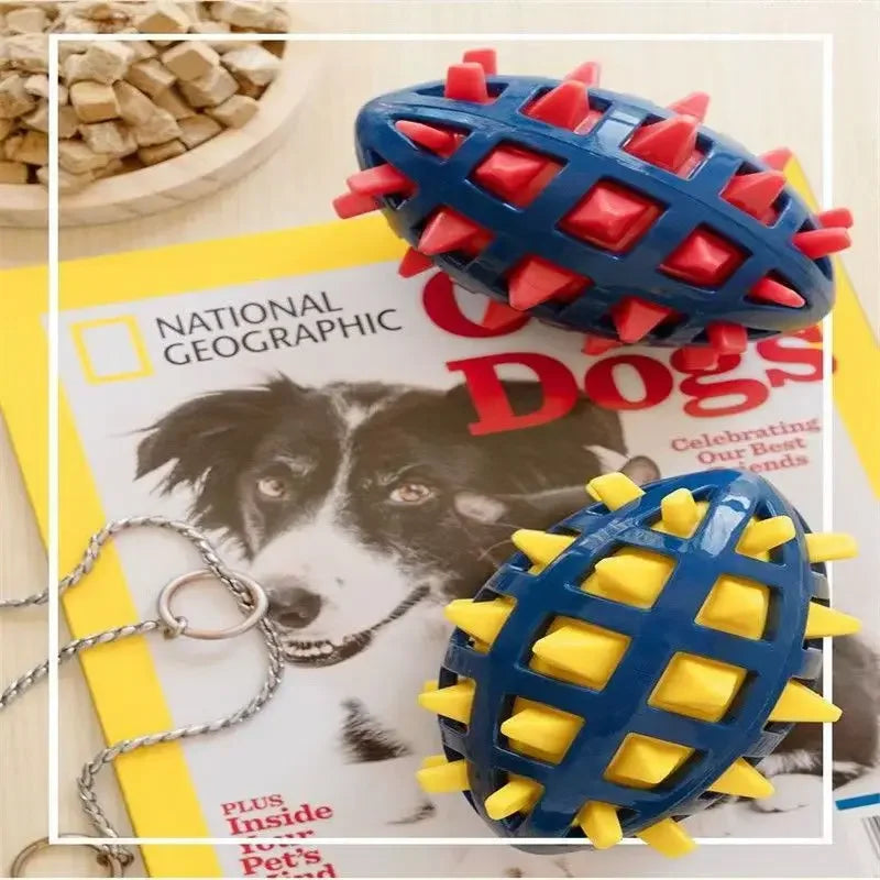 Dog rubber rugby, soft spines, teeth grinding, bite resistance, squeezing, vocalization accompanying large and medium-sized dogs