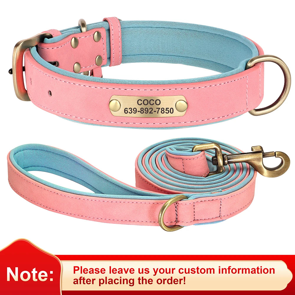 Personalized Dog Collar Custom PU Leather Dog Collars Free Engraved Nameplate Tags For Small Medium Large Dogs Pitbull Labrador
