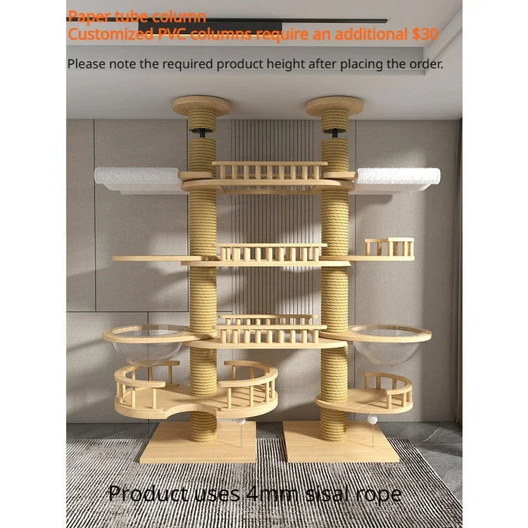 Double Pillar Cat Climbing Pillar Solid Wood Cat Cage Multifunctional Cat Stand Multi-layer Jumping Platform pet supplies