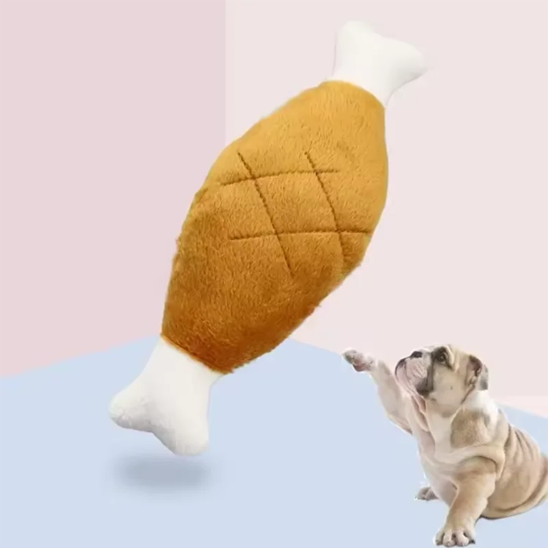 Interactive Plush Squeaky Dog Toy Chicken Legs Bone Shape Pet Dog Plush Toy for Small Medium Large Dogs and Cats