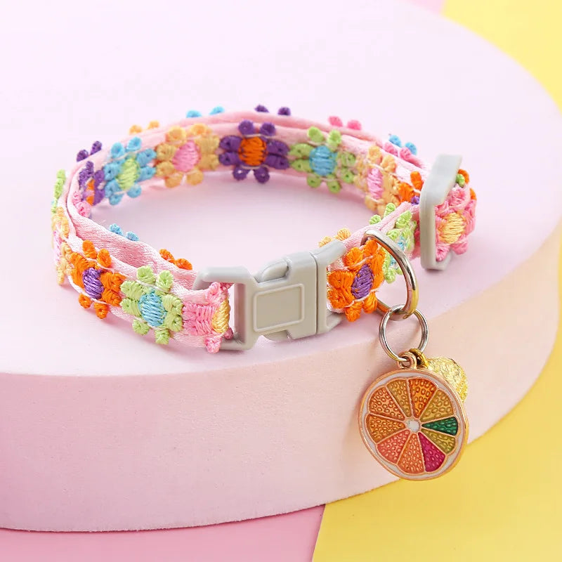 Pet Collar With Bell Cartoon Footprint Colorful Dog Puppy Kitten Collar Adjustable Safety Bell Ring Necklace   NONE Bells lolita