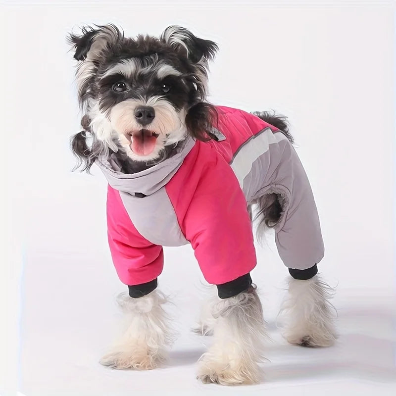 Autumn and winter new dog clothes, four-legged cotton jacket, outdoor reflective leash, thick coat for keeping dogs warm