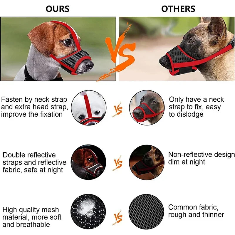Soft Dog Muzzle for Small Medium Dogs Dachshund Corgi Poodle Adjustable Reflective Muzzles for Biting Chewing Breathable Mesh