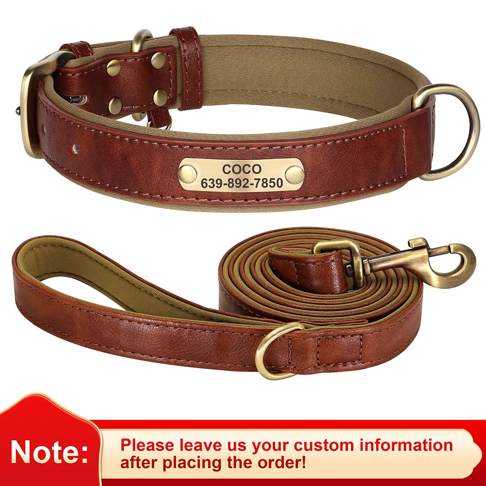 Personalized Dog Collar Custom PU Leather Dog Collars Free Engraved Nameplate Tags For Small Medium Large Dogs Pitbull Labrador