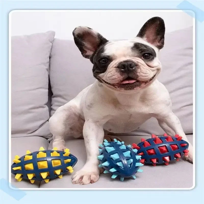 Dog rubber rugby, soft spines, teeth grinding, bite resistance, squeezing, vocalization accompanying large and medium-sized dogs