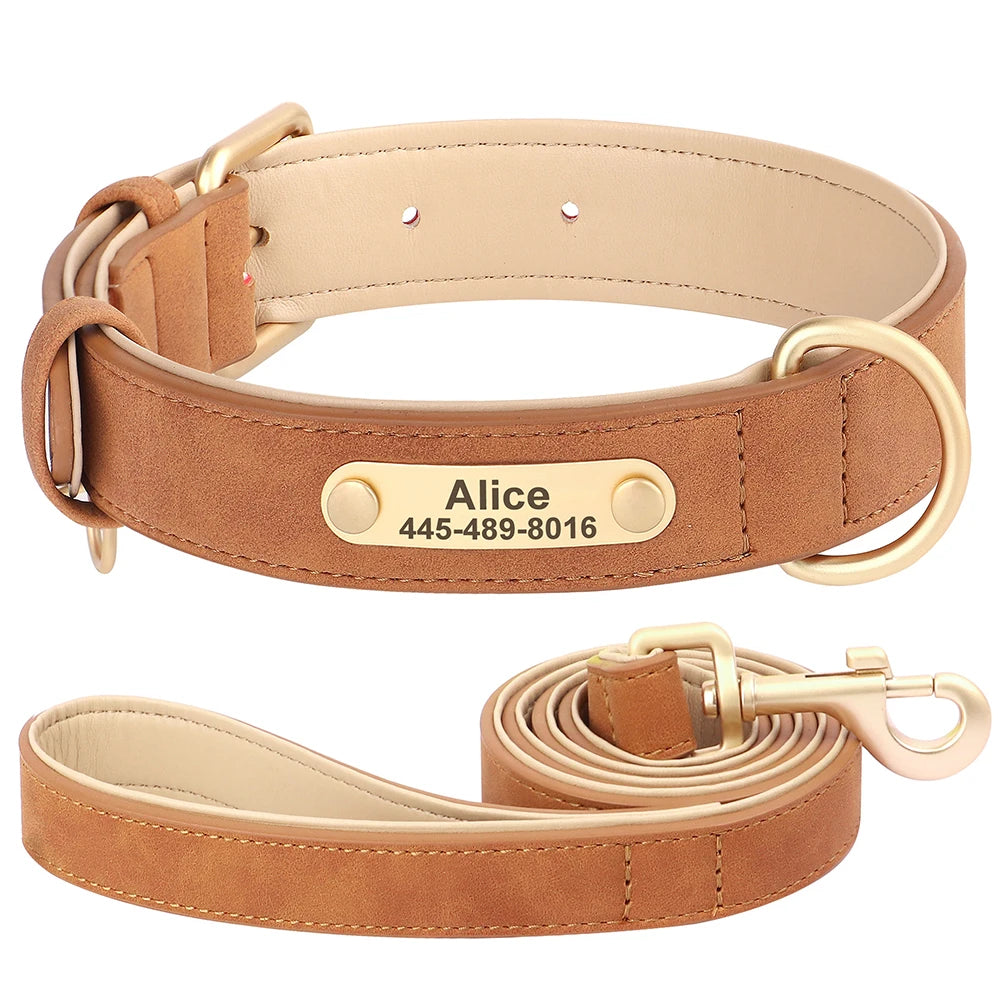 Personalized Dog Collar Custom PU Leather Dog Collars Free Engraved Nameplate Tags For Small Medium Large Dogs Pitbull Labrador