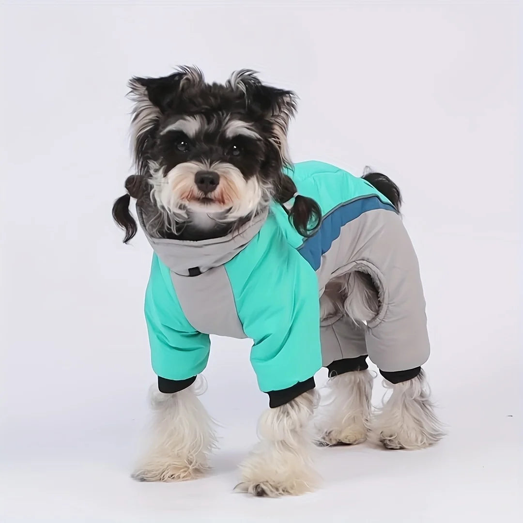 Autumn and winter new dog clothes, four-legged cotton jacket, outdoor reflective leash, thick coat for keeping dogs warm