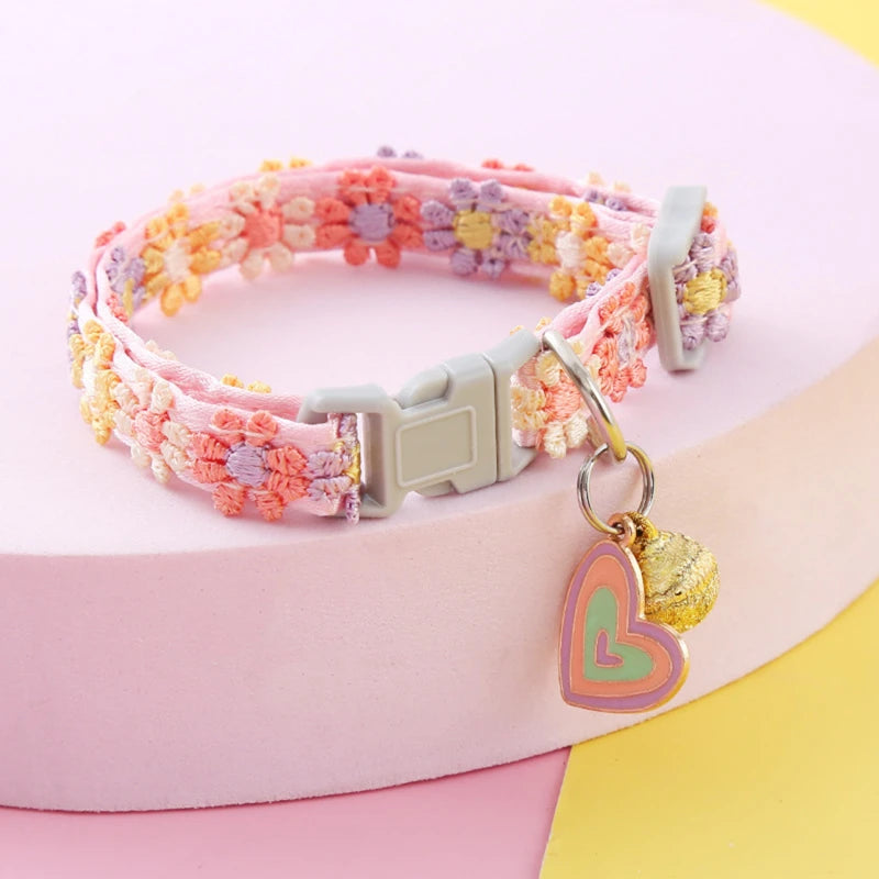 Pet Collar With Bell Cartoon Footprint Colorful Dog Puppy Kitten Collar Adjustable Safety Bell Ring Necklace   NONE Bells lolita