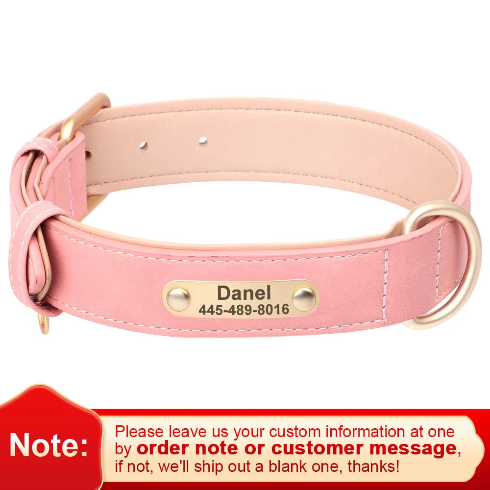 Personalized Dog Collar Custom PU Leather Dog Collars Free Engraved Nameplate Tags For Small Medium Large Dogs Pitbull Labrador