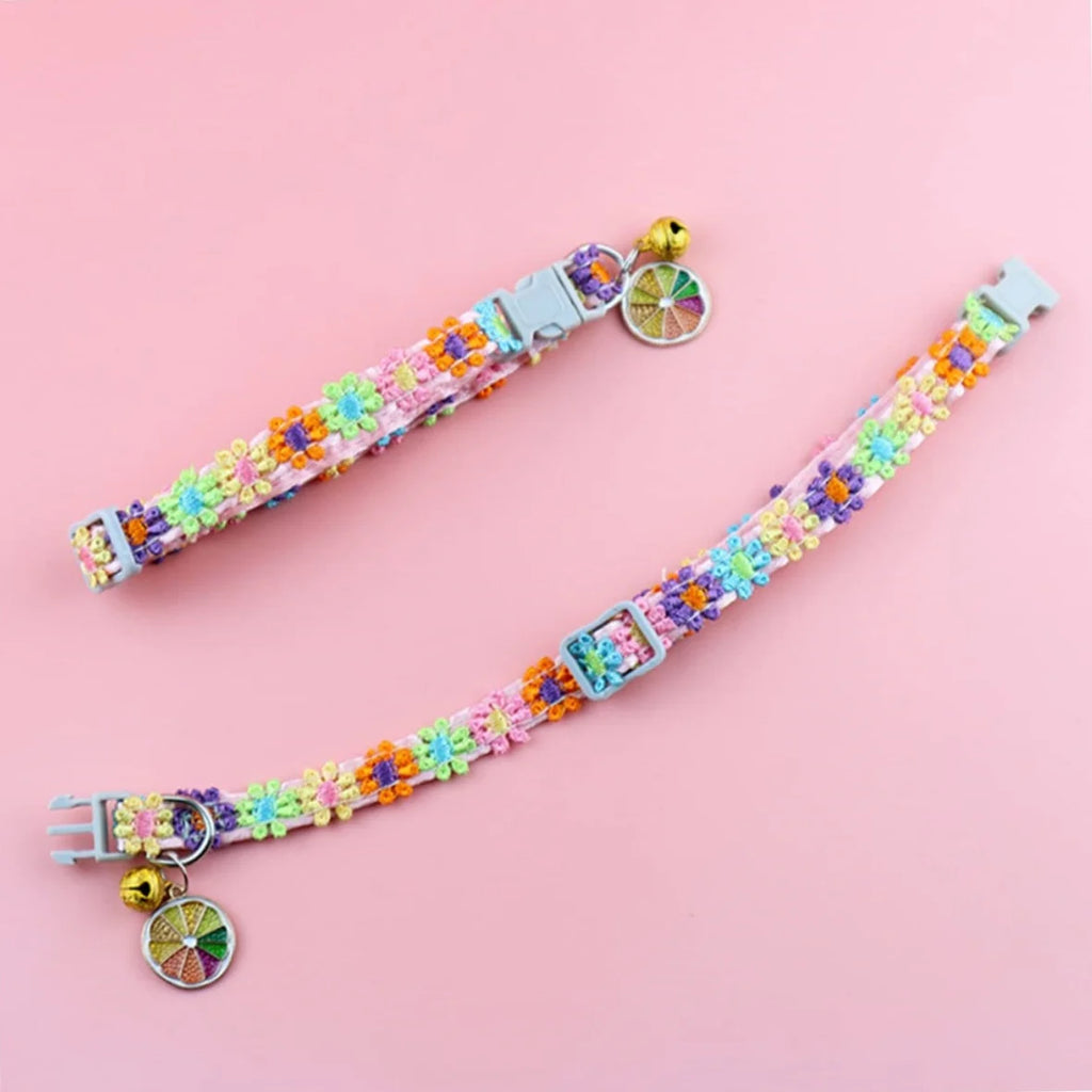 Pet Collar With Bell Cartoon Footprint Colorful Dog Puppy Kitten Collar Adjustable Safety Bell Ring Necklace   NONE Bells lolita