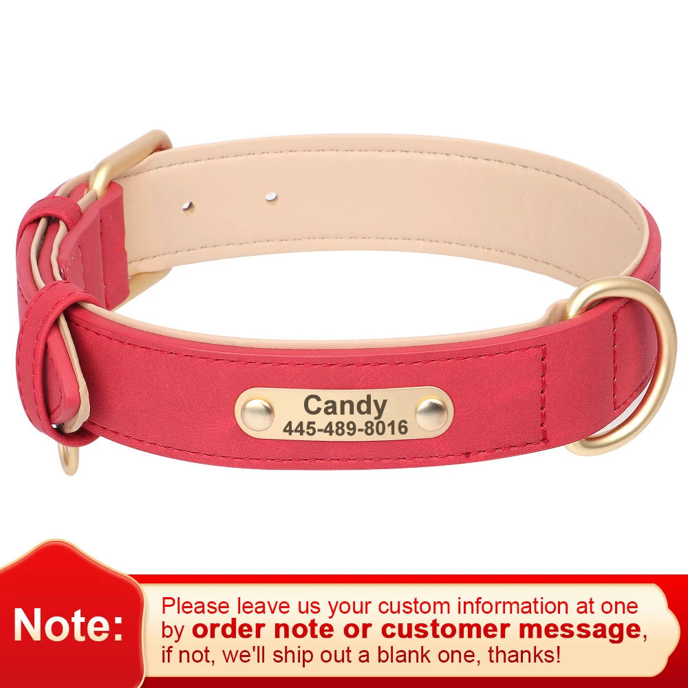 Personalized Dog Collar Custom PU Leather Dog Collars Free Engraved Nameplate Tags For Small Medium Large Dogs Pitbull Labrador