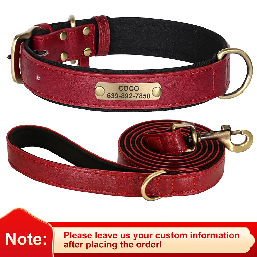 Personalized Dog Collar Custom PU Leather Dog Collars Free Engraved Nameplate Tags For Small Medium Large Dogs Pitbull Labrador