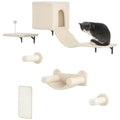 Pawhut 6-Piece Wall Cat Climbing Set with Condo Platform Hammock Ladders and Scratching Board