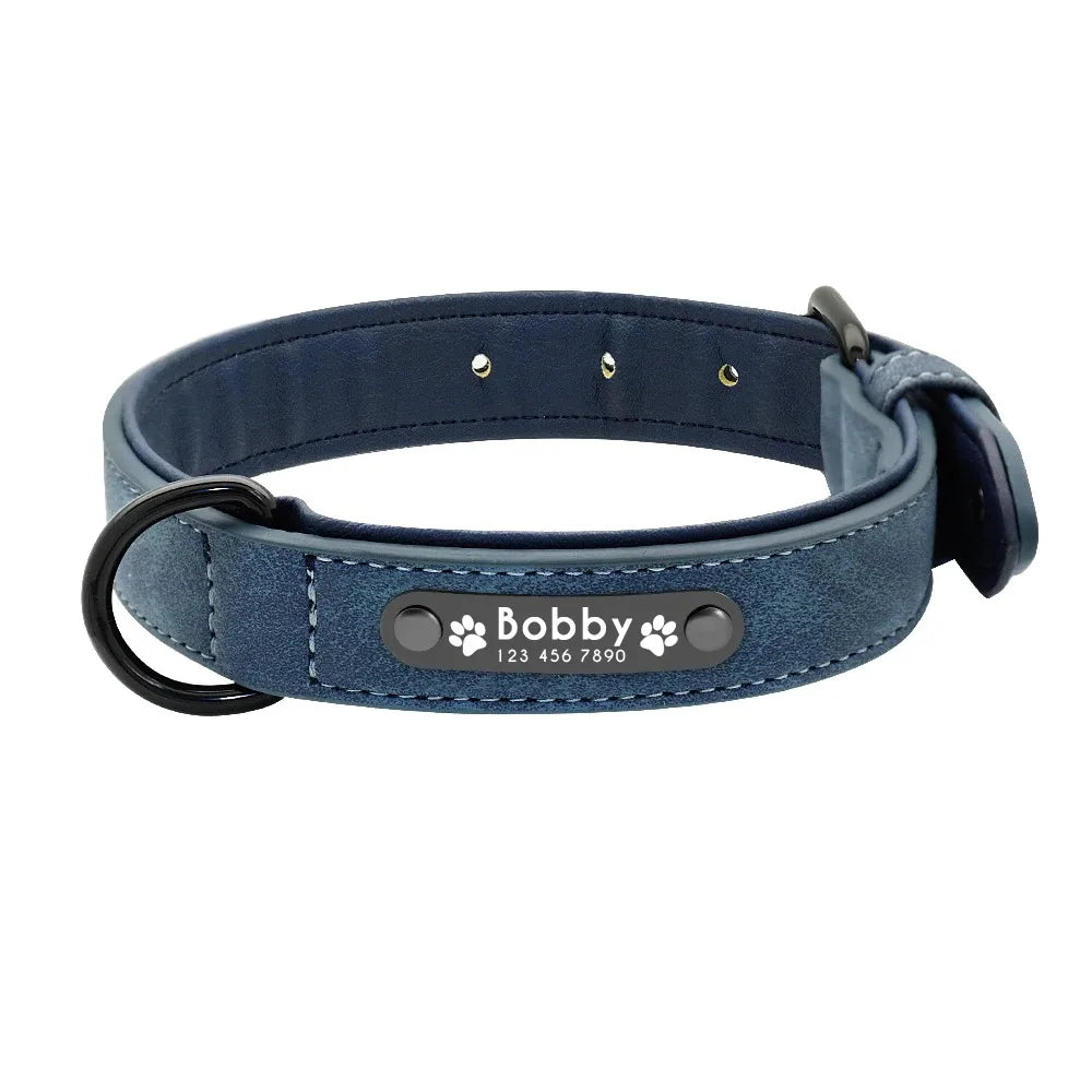 Personalized Custom Leather Dog Collar Name ID Tags for Small/Medium/Large Dogs: Pitbull, Bulldog, Beagle Unique Pet Accessories