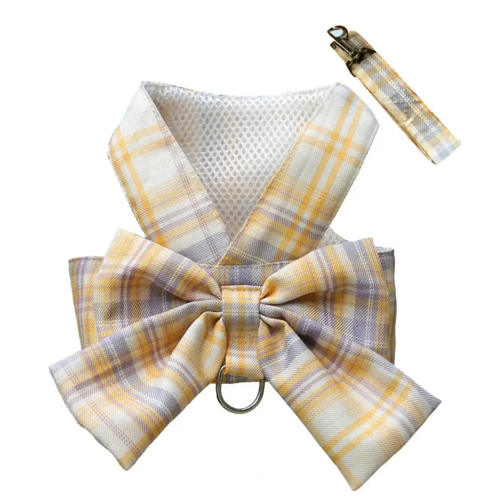 Rabbit JK Dresses and Leash Sets Mesh Plaid Pet Vest Harness Cat Bunny Chest Strap Set Small Animals Clothes Rabbits Accessories